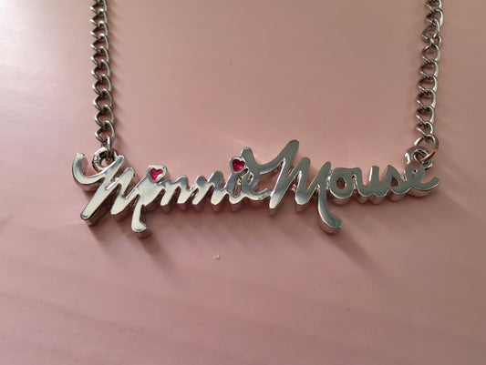 Disney Minnie Mouse Silver Tone Pendant Necklace