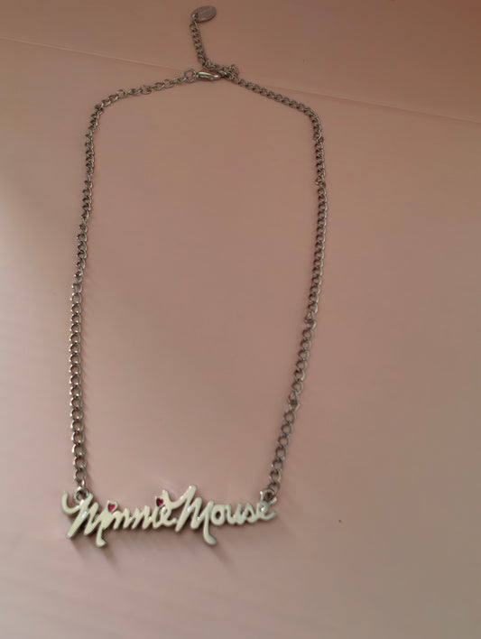 Disney Minnie Mouse Silver Tone Pendant Necklace
